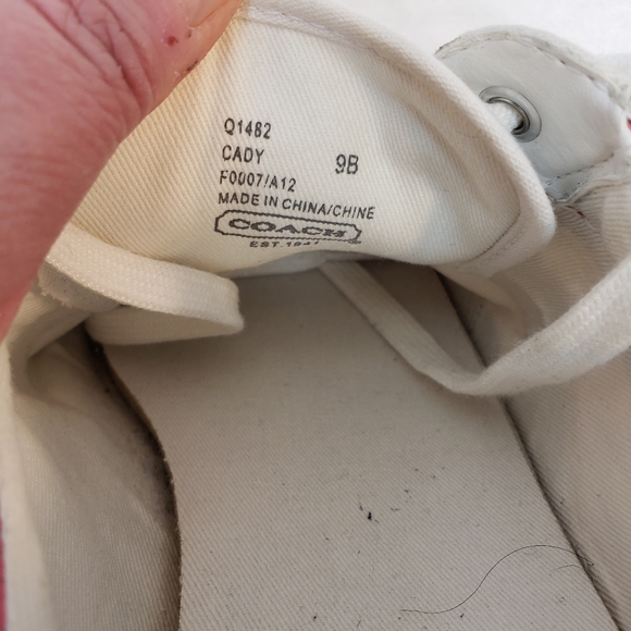 COACH Cady Canvas White Red Pink Tennis Shoe Sneaker Size 9 - Picture 8 of 8